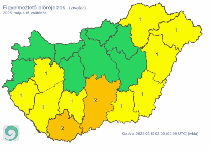 A hidegfront érkezése miatt több megyében figyelmeztetéseket adtak ki.